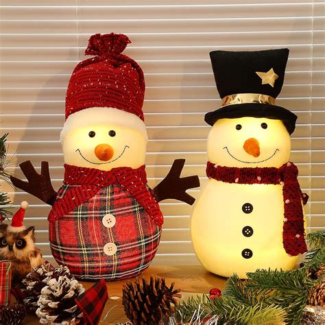 Amazon.com : Glooglitter 2 Pcs Christmas Lighted Snowman 11.8" Snowman ...
