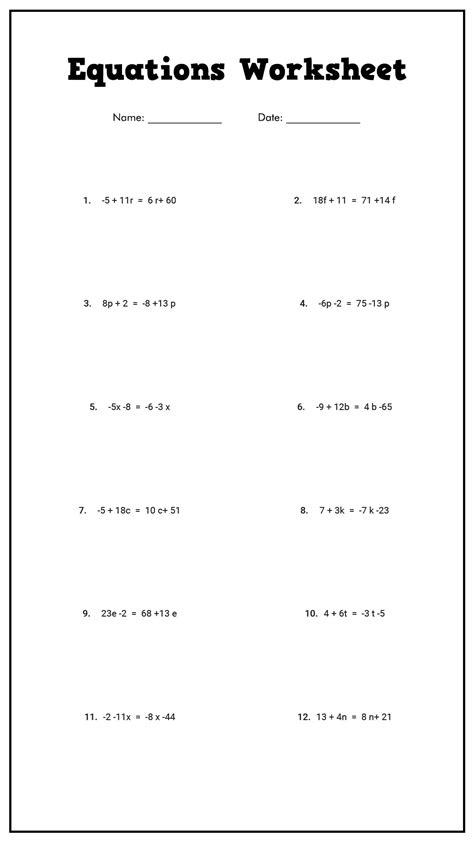 Solving Two-Step Equations Worksheet 的图像结果