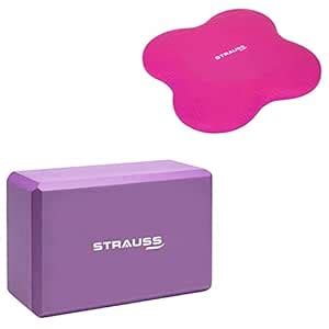 Strauss Yoga Block (Purple) and Yoga Knee Pad Cushions (Pink) : Amazon ...