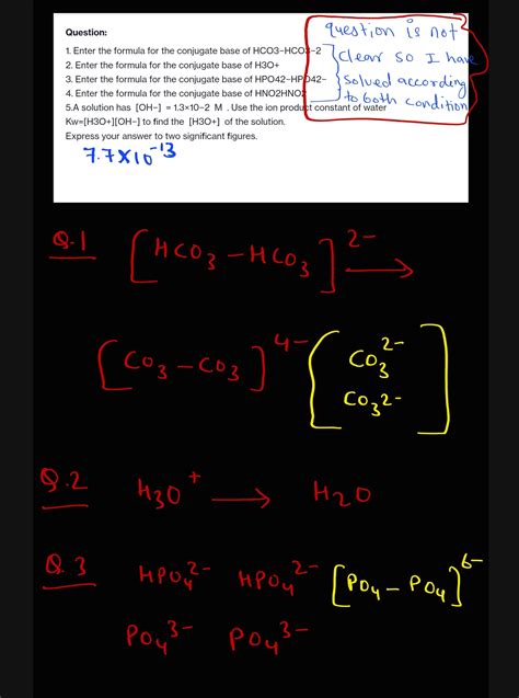 [Solved] 1. Enter the formula for the conjugate base of HCO3−HCO3−2 2 ...