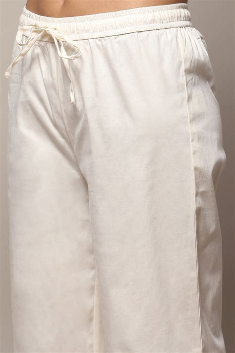 Off White Polyester Straight Kurta Set at Biba India