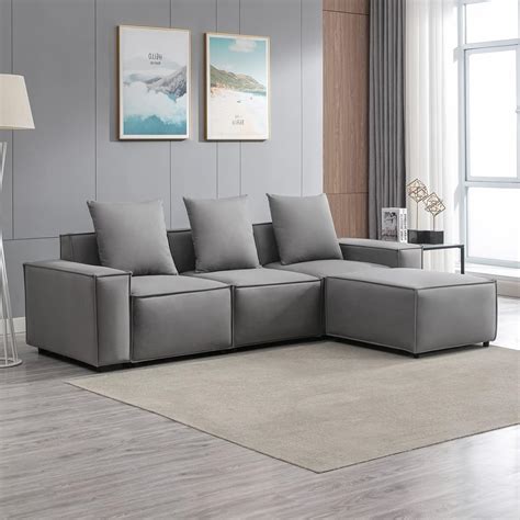 Mixoy 105 L-Shaped Convertible Modular Sectional Sofa, India | Ubuy
