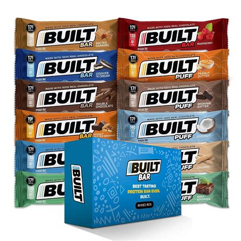 BUILT Protein Bars, Variety Pack, 12 Bars, Gluten Free, Protein Snacks ...