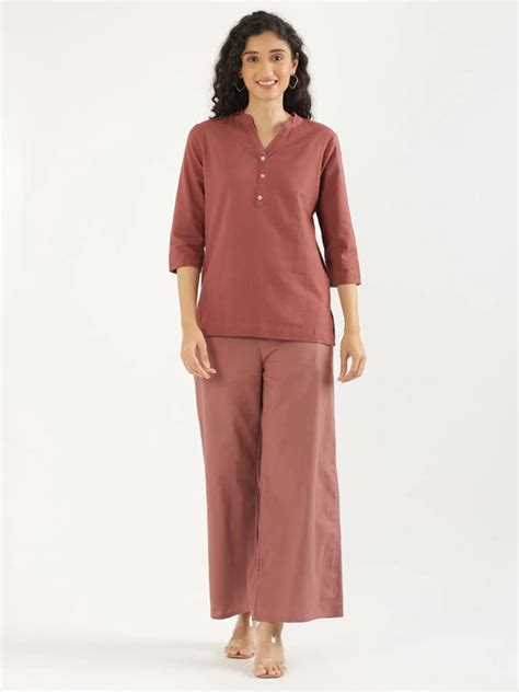 Women Rose Taupe Airy Linen Wide Leg Pant