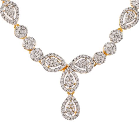 Cz Elegance Gold Plated White Tear Drop Bead Necklace Set – VOYLLA