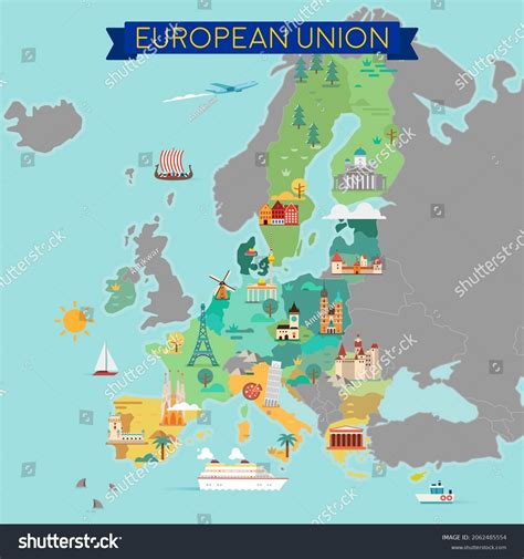Europe Landmarks Map: Over 29,179 Royalty-Free Licensable Stock Vectors ...