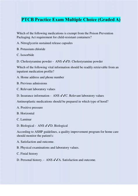 PTCB EXAM PRACTICE (FULL BUNDLE PACK) WITH COMPLETE SOLUTIONS - Stuvia US