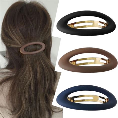 Large Hair Barrettes for Women Matte Ellipse for Thin Hair French ...