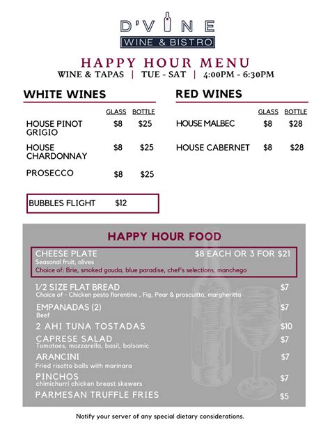 Menu | d'Vine Wine Bar