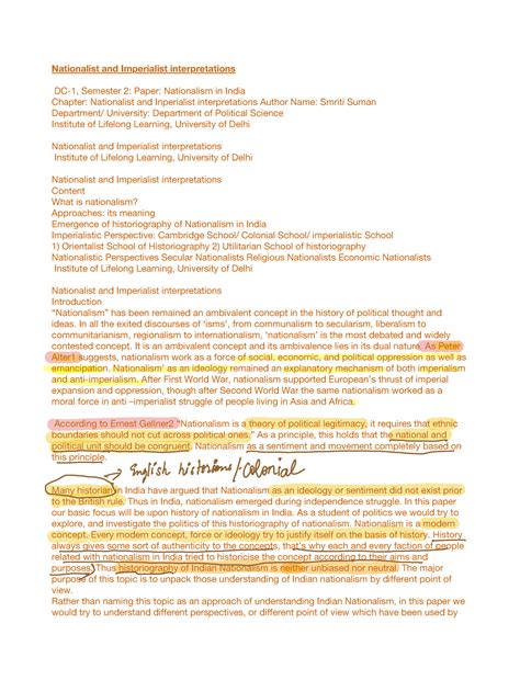 Nationalism in India - Introduction Interpretations - Nationalist and ...