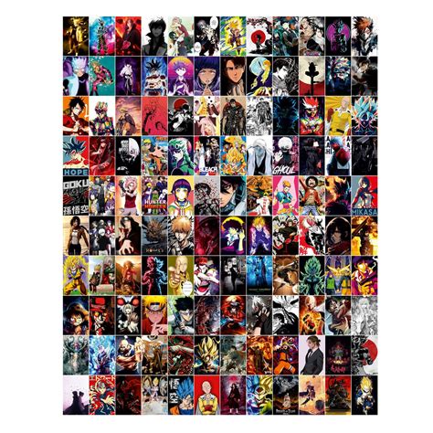 Anime Posters Set of 120 Small Wall Poster Set Wall Collage for Home D ...