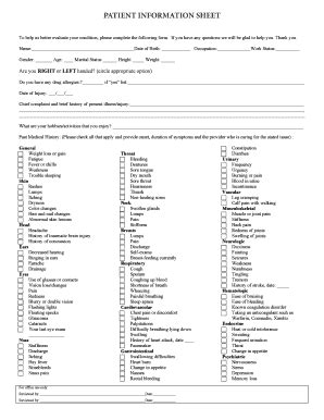Fillable Online patient information sheet - Hand Surgery, PC Fax Email ...