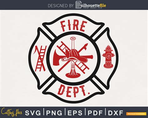 Maltese Cross Silhouette Clip Art Vintage Fire Department Svg, Fire
