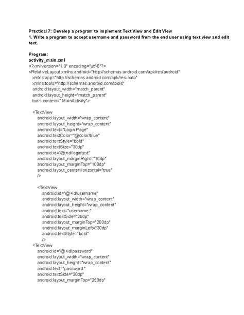 Practical 7MAD - Practical 7: Develop a program to implement Text View ...