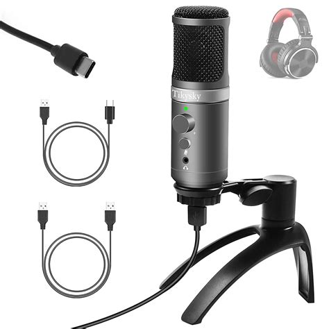 USB Podcast Microphone,Tikysky Computer Microphone Kit with Adjustable ...