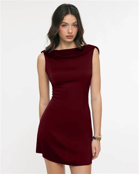 Red Satin Cowl Neck Backless Mini Dress – Littlebox India