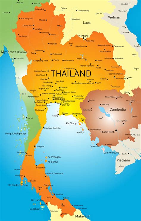 Detailed Political Map Of Thailand With Roads And Major Cities ...
