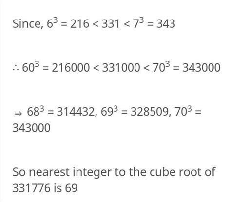 find the nearest integer to the cube root of 331776 - Brainly.in