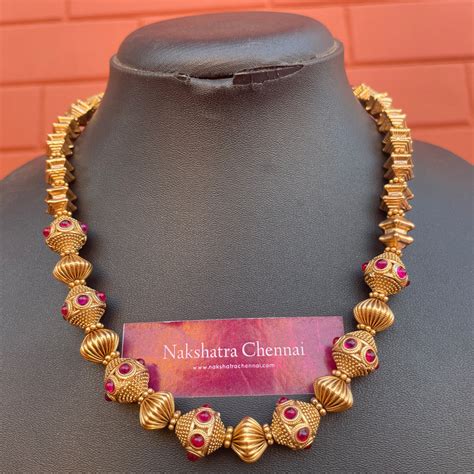 Premium Antique Non-Idol Beads Short Chain Set – Nakshatra Chennai