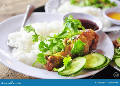 Vietnamese Broken Rice or Com Tam with Fried Chicken Legs, Pork Stock ...
