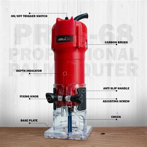 IBELL PR60-68 Professional Palm Router – 650W, 32000RPM, 6/6.35/8mm Co ...