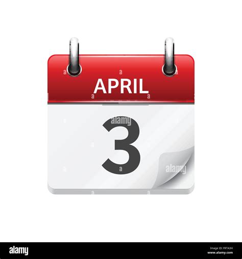 April 3. Vector flat daily calendar icon. Date and time, day, month ...