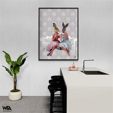 Rabbit Chat, Girly Rabbit Poster Print, Best Friend Birthday Gift Idea ...