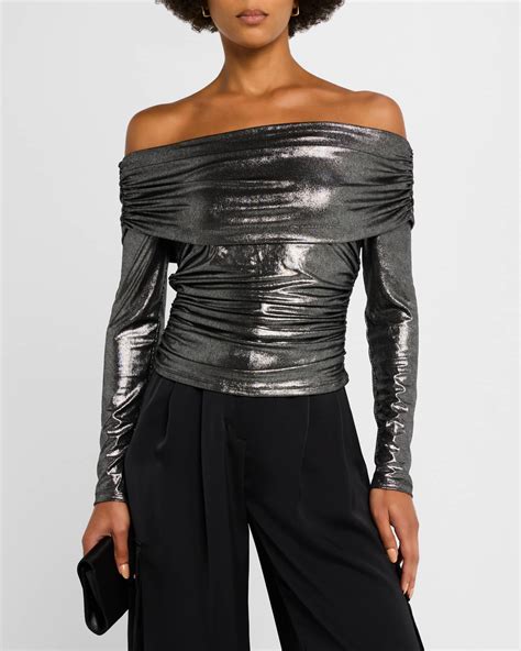 Ramy Brook Camilla Metallic Off-Shoulder Top | Neiman Marcus