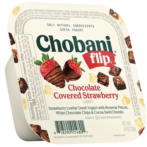 Chobani Flip Low-Fat Greek Yogurt Chocolate Covered Strawberry 4.5 oz ...