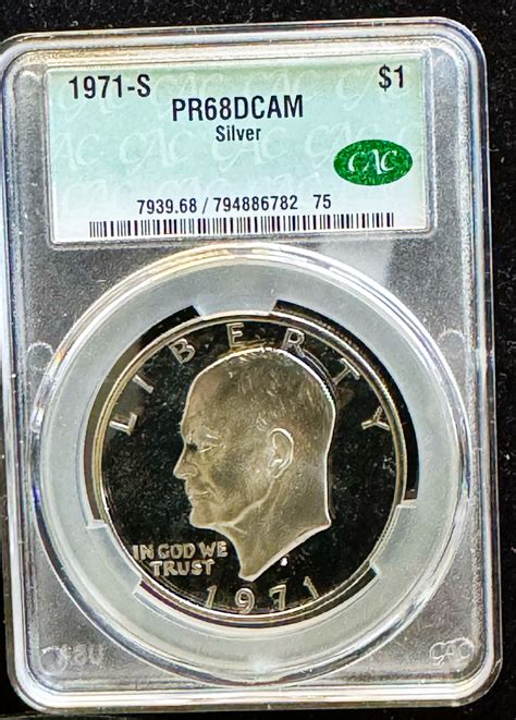1971-S SILVER DEEP CAMEO PROOF EISENHOWER DOLLAR COIN, CAC HIGH GRADED ...