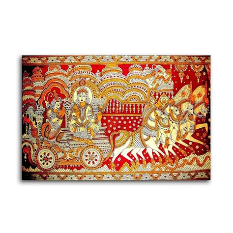 Buy Tamatina Madhubani Art Canvas Painting | Krishna with Arjun ...