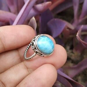 Buy Natural Larimar Ring Sterling Silver Dominican Republican Larimar ...
