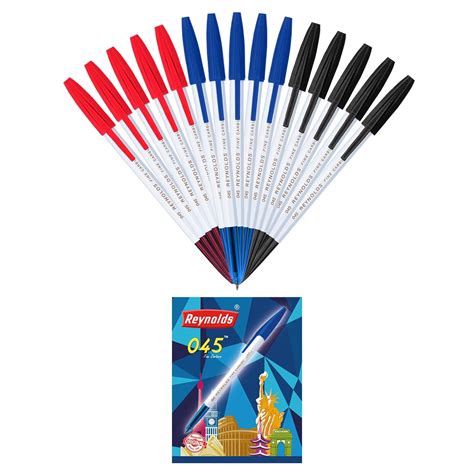Reynolds 045 PACK OF 15 PENS (POUCH) - 5 BLUE. 5 BLACK, 5 RED | Ball ...