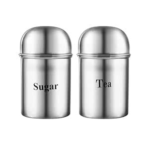 Buy Escrow Stainless Steel Bullet Tea Sugar 2pcs Containers Set for ...