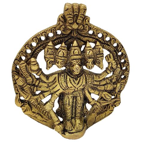 Buy Plus Value Metal Brass Panchmukhi Hanuman Idol Statue Murti for ...