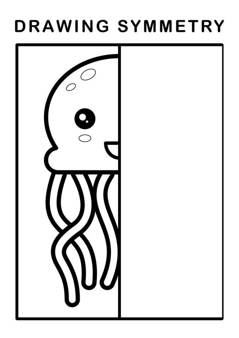 Drawing symmetry page for kids. drawing symmetry cartoon the jellyfish ...