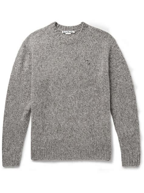 Acne Studios - Kowy Logo-Embroidered Shetland Wool Sweater - Gray Acne ...