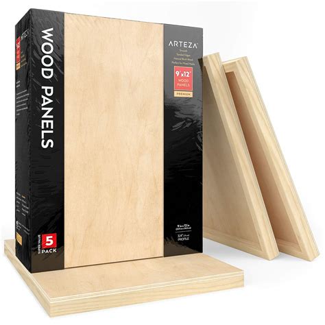 Buy Arteza Wooden Canvas Board, 9x12 Inch, Pack of 5, Birch Wood ...