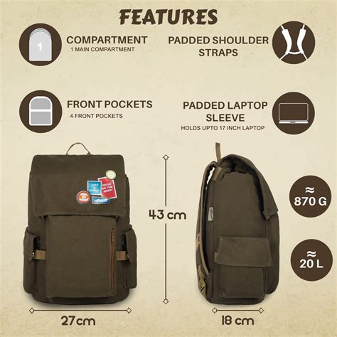 Milestone 20L Olive Canvas Laptop Backpack – FGEAR.in
