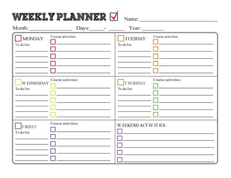 Homework Planner Free Printable