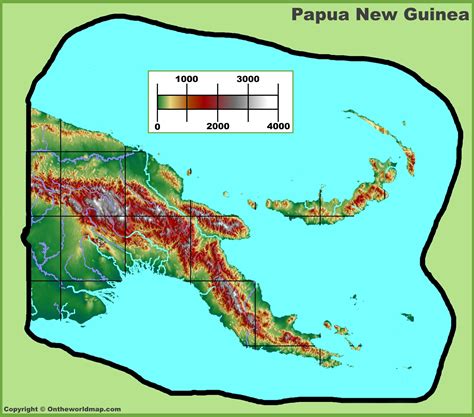 Papua New Guinea physical map - Ontheworldmap.com