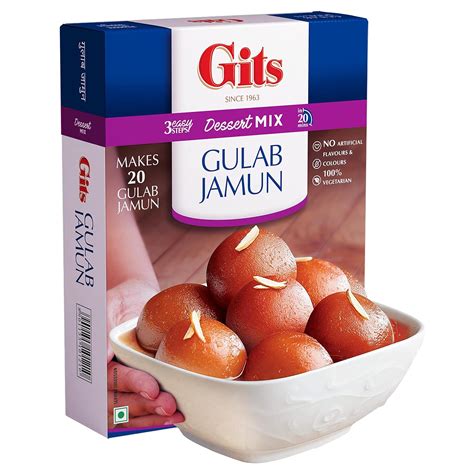 Gits Instant Gulab Jamun Dessert Mix, Makes 20 per Pack, Pure Veg ...