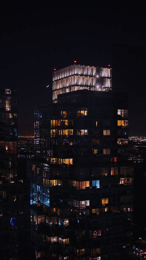Download wallpaper 1080x1920 building, night city, windows ...