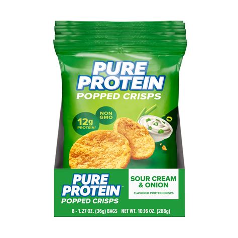Pure Protein Popped Crisps, Sour Cream and Onion Flavor Chips, 8 Count ...