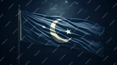 Premium Photo | A photo of an Islamic crescent moon and star on flag