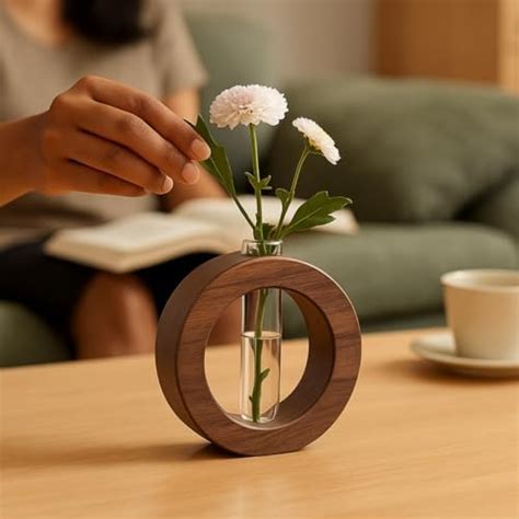 ecofynd Test Tube Planter with Wooden Holder, Air Planter Wood Vase ...