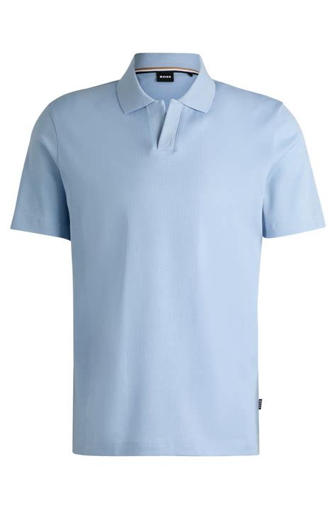 BOSS - Johnny-collar polo shirt in mixed-structure cotton