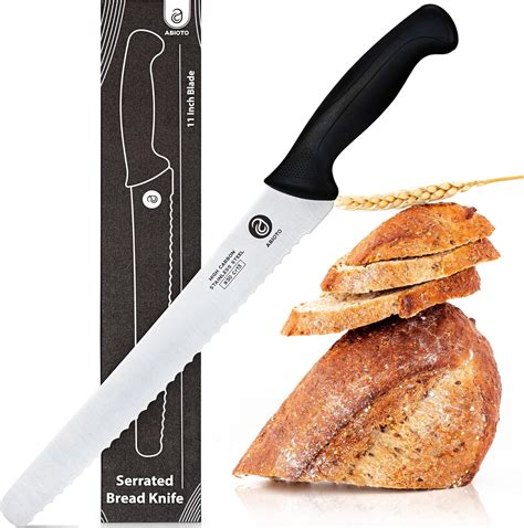 Amazon.com: ABIOTO Serrated Bread Knife for Homemade Bread Sourdough ...