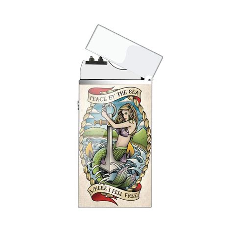 KIKKMIN Lighter with Press Count Battery Displays, Mermaid Pattern ...