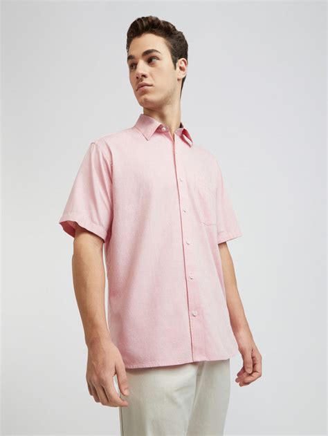 Colorplus Men Red Classic Fit Solid Cotton Half Sleeve Shirts – MyRaymond